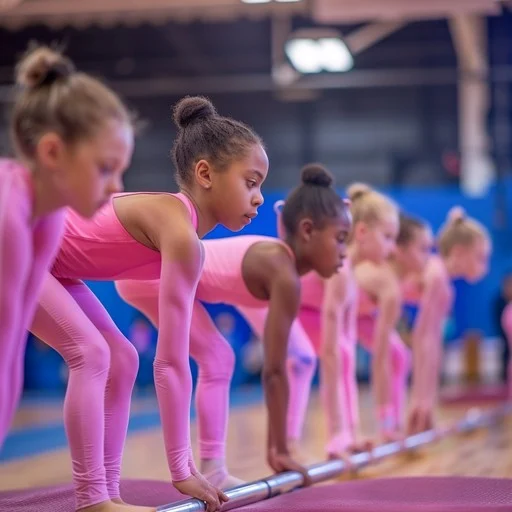 Children learning gymnastics