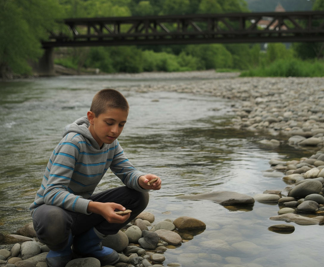 Child playing in Toronto ravine